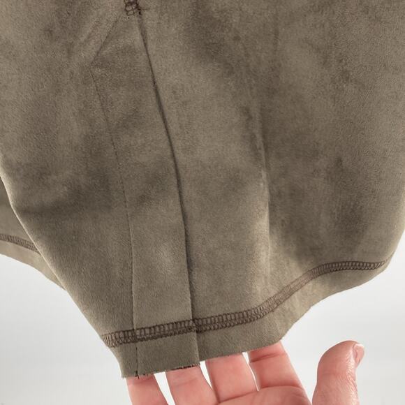 Solitaire Womens Olive Green Microsuede Open Front Jacket Coat Small New - Picture 9 of 16